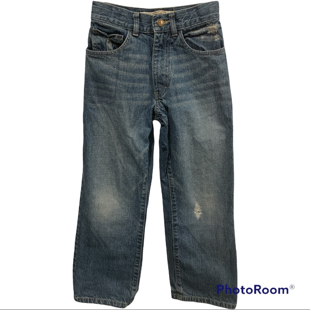 Cool distressed loose / baggy jeans boys’ 10S adjustable waist tabs